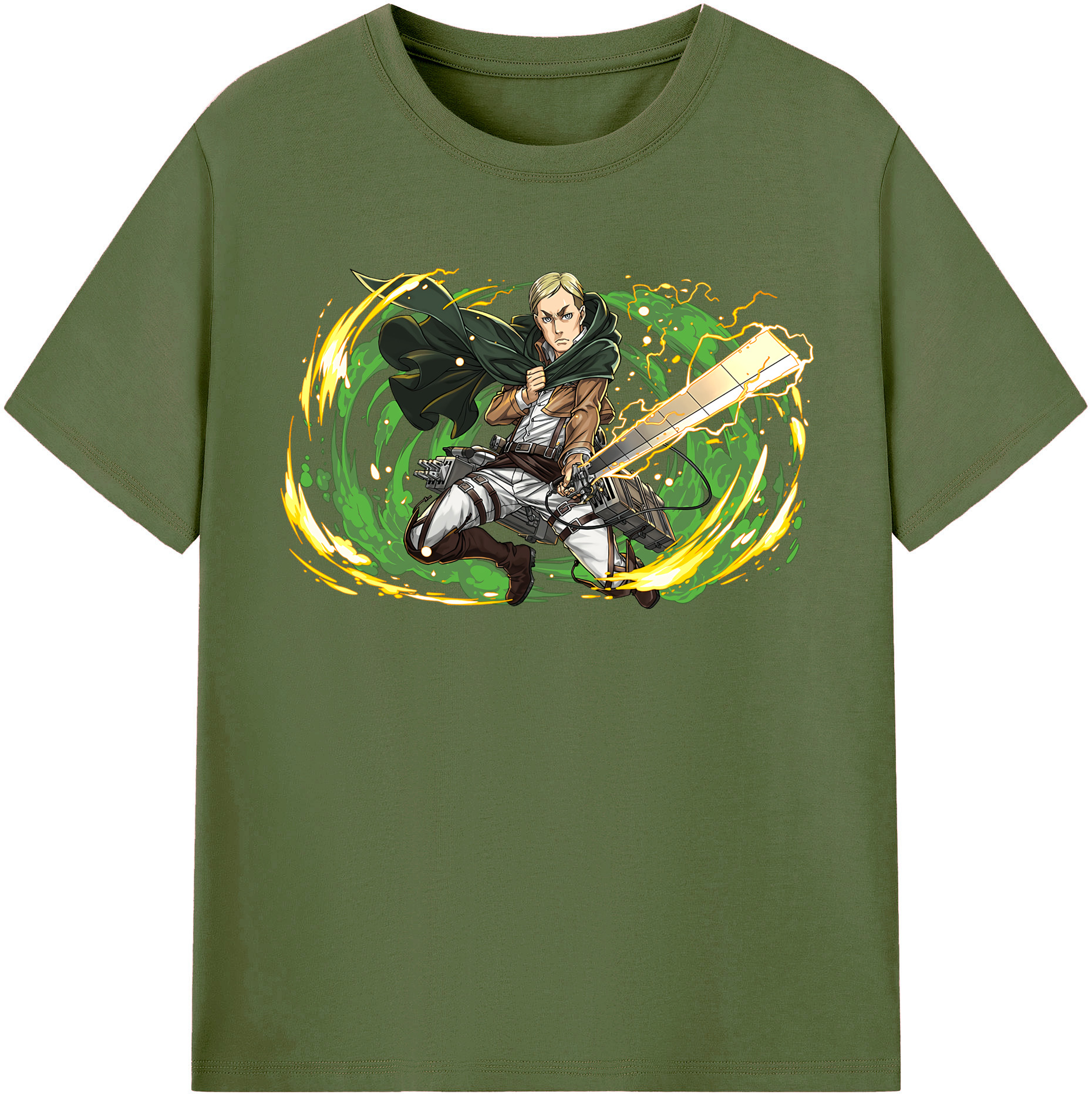 （画像用） 進撃の巨人 エルヴィン・スミス Attack on Titan Erwin Smith 綿100％半袖Tシャツ（フロントプリント）